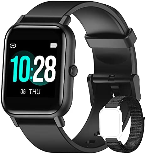 Blackview Smartwatch Uomo Donna,Orologio Fitness con Contapassi Saturimetro (SpO2) Sonno Cardiofrequenzimetro da Polso, Activity Tracker Sport Impermeabile 5ATM per Android iOS(2 Cinturini)