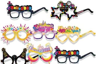 DPKOW Buon Anno Occhiali 2023 Glasse colorate per la Vigilia Capodanno Partito Occhiali Carta per 2023 Festa Capodanno Decorazioni Bomboniera per Feste, 18 Pezzi
