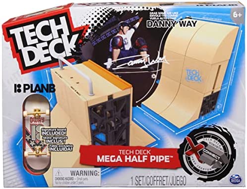 Tech Deck, Mini Skate Finger Skate Mega Rampa Half Pipe X-Connect, Set di Rampe Personalizzabile con Mini Skate, Giocattolo per Bambini e Bambine da 6 Anni in su