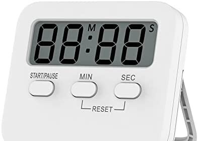 Timer da cucina digitale con display LCD a basso consumo, con funzione cronometro, parte posteriore magnetica, supporto pieghevole, allarme ad alto volume, funzione mute, batteria AAA inclusa
