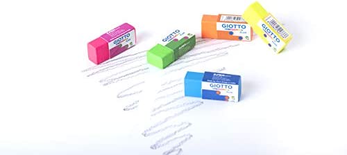 Giotto- Set 5 Mini gomme Fluo, Colore Neon, 025200