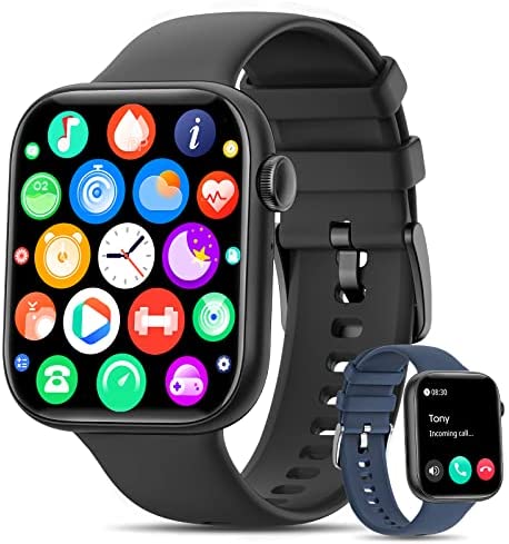 KIQULOV Smartwatch Uomo Chiamate Bluetooth, 1.8" Orologio Smartwatch con 120+ modalità Sport, Monitoraggio Frequenza Cardiaca, SpO2, Sonno, Smartwatch Donna e Uomo per Android iOS