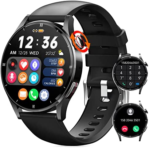Orologio Smartwatch Uomo Risponde alle Chiamate in Vivavoce, 1,32'' HD Orologio Tracker Fitness Cardiofrequenzimetro da polso Monitor Sonno Contapassi Cronometro Smart Watch Sportivo per Android iOS
