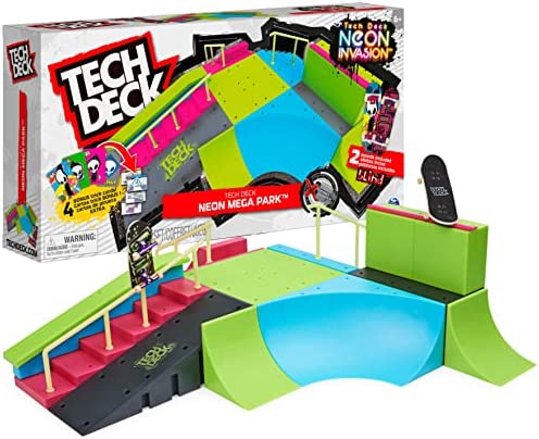 Tech Deck, Neon Mega Park X-Connect Creator, Set di rampa Personalizzabile con Due tastiere, Giocattolo per Bambini per Ragazzi e Ragazze dai 6 Anni in su