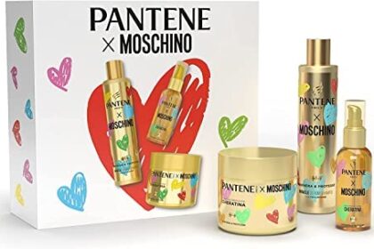 Pantene Moschino Shampoo, Maschera e Olio Capelli Kit Regalo Chiara Ferragni Protezione Cheratina per Capelli Secchi e Danneggiati: Shampoo 250ml, Maschera 300ml, Olio Capelli Ristrutturante 100ml