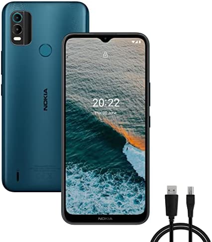 Nokia C21 Plus Smartphone 4G 32GB, 3GB RAM, Dual Camera 13 Mp, Display HD+ da 6.5″, Android 11 Go Edition, Batteria da 4000 mAh, Dual Sim, Cyan, versione con cavo Micro-USB aggiuntivo (1mt)
