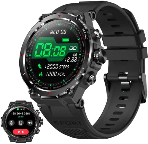 Smartwatch Uomo Orologio Fitness Tracker con Risposta Chiamate Vocale AI Cardiofrequenzimetro SpO2 Monitor Sonno Contapassi Notifiche Messaggi 1,32" HD Smart Watch Militare Sportivi per Android iOS