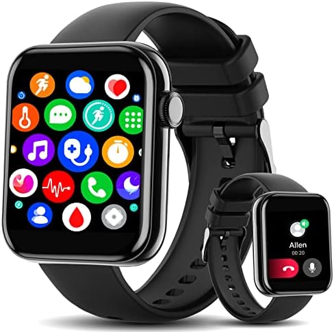 Smartwatch Uomo Donna, 1,85'' Schermo Orologio Smartwatch con Chiamata Bluetooth e Risposta Vivavoce, Smart Watch con Contapassi, Cardiofrequenzimetro da Polso, Orologio Fitness per Android iOS