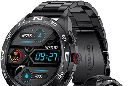 TERAMI Smartwatch Uomo con Chiamata e Assistente Vocale,1.32" Smart Watch con Contapassi/Cardiofrequenzimetro/20 Sportivo,Notifiche Messaggi,Impermeabil IP67 Fitness Tracker per Android iOS Nero