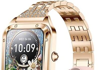 Fitonme Smartwatch Donna Chiamate e Assistente Vocale, 1.59'' HD Smart Watch Fisiologia Femminile SpO2 Cardiofrequenzimetro Sonno Contapassi, 20 Modalità Sport Notifiche Messaggi Android iOS Oro Rosa