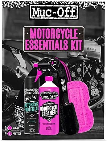Muc-Off Kit Pulizia Moto Essenziale - per la Manutenzione e la Pulizia della Moto - Include Pulitore Moto, Spray Protettivo Moto e Altri Accessori Moto