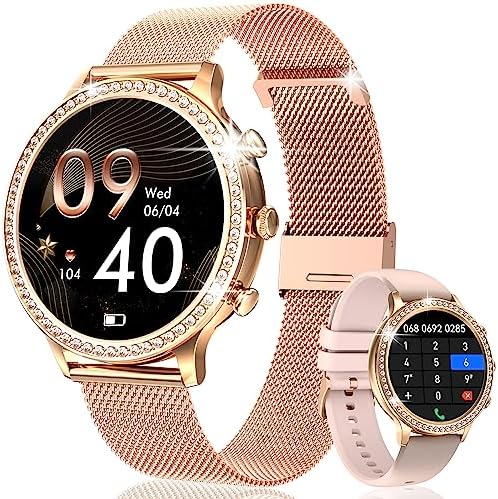 ZHOUZMIN Smartwatch Donna Chiamate Bluetooth 1,32'' Orologio Smart Watch Fisiologia Femminile Cardiofrequenzimetro Contapassi Fitness Sportive Tracker Sonno Notifiche Messaggi per Android IOS (Pink)