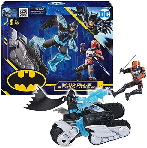 Batman, CrawlerBat-Tech con Esclusive Action Figure di Deathstroke e Batman da 10,2 cm, Include 12 Accessori, Giocattoli per Bambini dai 3 Anni in su