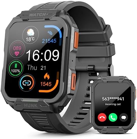 Fitpolo Smartwatch (Fare e Ricevere Chiamate),1.96" HD Schermo Tattile Orologio,Militare Integrato/Sonno/SpO2, Orologio Smartwatch con Notifiche Messaggi, Impermeabile, 70+ modalità Sportive (Grigio)