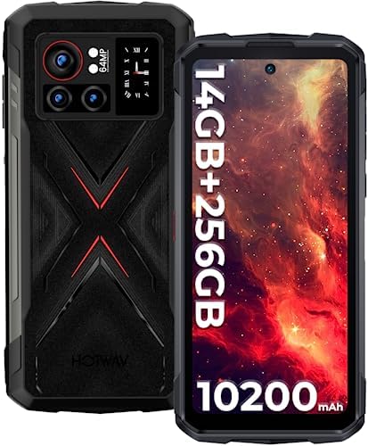 HOTWAV Cyber X Android 13 Rugged Smartphone 2023,10200mAh 14(8+6Virtual) GB+256GB(2TB TF) Cellulare 6.78'' FHD+ 64MP Fotocamera Telefono Indistruttibile IP68/Dual 4G/NFC/GPS/OTG