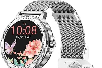 PIULAXIU Smartwatch Donna Chiamate e Risposta, 1.2'' HD Smart Watch con Fisiologia Femminile/Cardiofrequenzimetro/120+ Sport/Sonno/SpO2/Notifiche Whatsapp, Fitness Tracker per Android iOS Argento