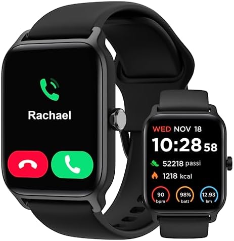Smartwatch Uomo, 1.8" Orologio Smartwatch Chiamate e Risposta, Alexa Integrato Fitness Tracker con Contapassi Cardiofrequenzimetro SpO2 Sonno,110 Modalità Sport, Impermeabile IP68 per Android iOS