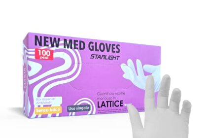 100 guanti in LATTICE Taglia M senza polvere, ipoallergenici, certificati CE | Guanti per alimenti Guanti Medici monouso (100 M)