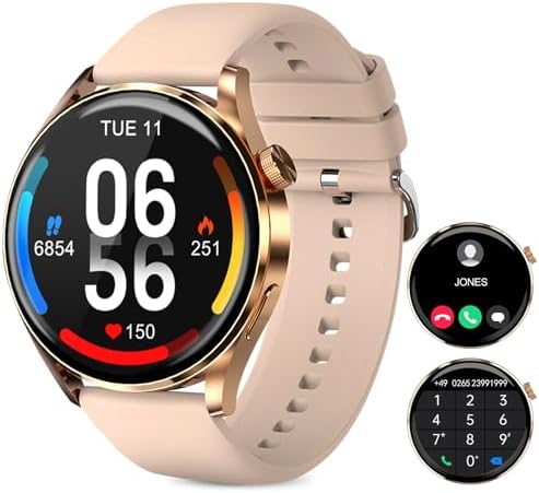 EBUYFIRE Smartwatch Donna con Effettua o Risposta Chiamate, 1,38'' HD Touchscreen, Fitness Tracker con 24H Frequenza Cardiaca/SpO2/Sonno Monitor, 100+ Sportive, Impermeabile IP68 per Android iOS
