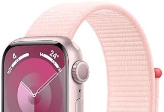 Apple Watch Series 9 GPS 41mm Smartwatch con cassa in alluminio rosa e Sport Loop rosa confetto. Fitness tracker, app Livelli O₂, display Retina always-on, resistente all’acqua