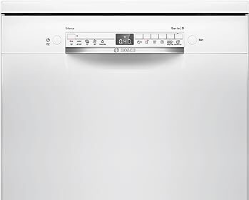 Bosch SMS2HTW02E Serie 2, Lavastoviglie da libera installazione, Home Connect, Diagnostica da remoto, Assistente al lavaggio, Programma preferito, EcoDosage, Bianco, 60cm