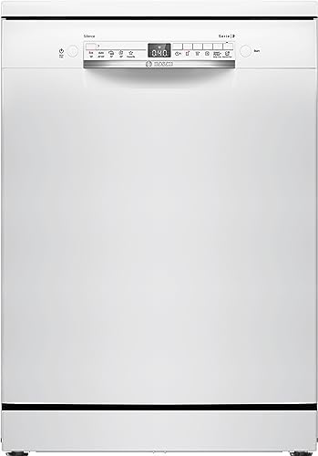 Bosch SMS2HTW02E Serie 2, Lavastoviglie da libera installazione, Home Connect, Diagnostica da remoto, Assistente al lavaggio, Programma preferito, EcoDosage, Bianco, 60cm