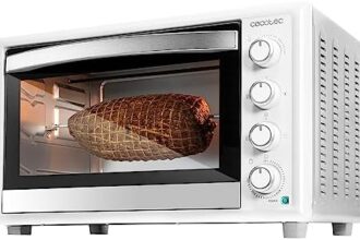 Cecotec Forno Convezione da tavolo da 46 litri Bake&Toast 4600 White Gyro. 2000 W, luce interna, 12 funzioni, temperatura fino a 230°, porta a doppio vetro, include Rustitore girevole