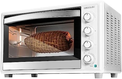 Cecotec Forno Convezione da tavolo da 46 litri Bake&Toast 4600 White Gyro. 2000 W, luce interna, 12 funzioni, temperatura fino a 230°, porta a doppio vetro, include Rustitore girevole