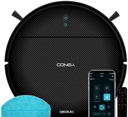 Cecotec Robot aspirapolvere Conga 999 Origin Genesis. Tecnologia Random, 1000 Pa, 2 spazzole laterali, Autonomia 120 Minuti, 6 Programmi, App Remote Control