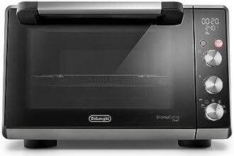 De'Longhi Sfornatutto Chef DO34326, Forno Elettrico Ventilato, 6 Funzioni Cottura, Display LCD, Temperatura 80-240°C, Timer 120', Leccarda, Griglia e Cestino Inclusi, Capacità 34L, 2000W, Nero