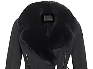 Geschallino Cappotto da Donna in Finta Pelle Scamosciata Giacca con Cappuccio Alla Moda Invernale Caldo Cappotto Foderato in Pile con Cintura