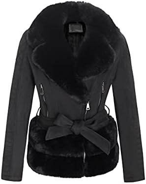 Geschallino Cappotto da Donna in Finta Pelle Scamosciata Giacca con Cappuccio Alla Moda Invernale Caldo Cappotto Foderato in Pile con Cintura