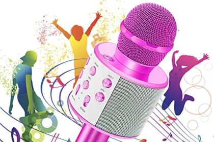 Hayruoy Microfono Karaoke, Microfono Bambini Karaoke Bluetooth Portatile Con Altoparlante Cambia Voce, Microfono Wireless Karaoke Per Cantare Ktv Esterno Festa
