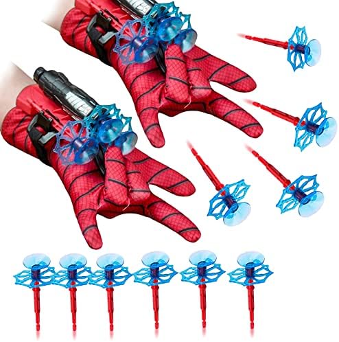 LIDEYE Set di 2 Guanti Spiderman Giochi da Bambini, Glove Spara Ragnatele, Spider Web Launcher Toy, Giocattolo Educativo