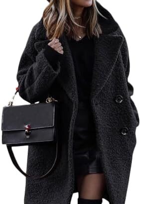 ORANDESIGNE Cappotto Invernale da Donna Fuzzy Vello Risvolto Manica Lunga Lapel Caldo Pelliccia Sintetica Outwear Giacca in Sherpa Cardigan