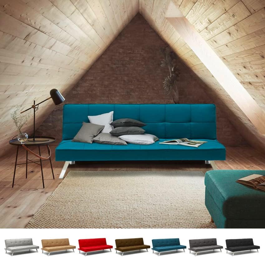 Produce Shop Divano letto in tessuto 2 posti design moderno Gemma pronto letto - Blu