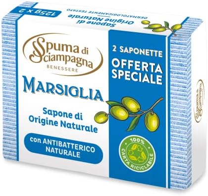 Spuma di Sciampagna Saponetta Naturale Marsiglia 2 Pezzi - 125 Gr