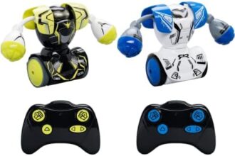 YCOO Confezione da 2 robot Kombat Pugile Telecomando 14 cm, Avanza e colpisce l’avversario, Giocattolo con effetti sonori e luminosi, Dai 5 anni