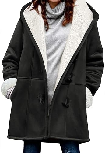 Yuson Girl Cappotto Donna Invernale Elegante Cappotto Giubbotto Scamosciata Felpe con Cappuccio Media Lugghezza Giacca Caldo Cappotto Casual Outwear Hoodies Inverno Giubbotti