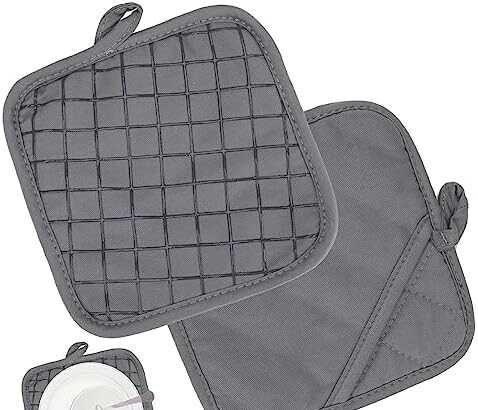 Zuroki Set di 2 Presine da Cucina,Presina in cotone con custodia,Resistente Guanti da Forno in Cotone e Silicone Portapentole da Cucina Resistenti al Calore per Cucinare Aiuto da Cucina