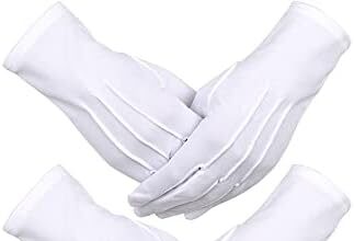 3 Paia Guanti di Cotone Nylon Bianco Parata Costume per la Polizia Formale Smoking Onore Guardia e Occasioni Speciali (3 cuciture design)
