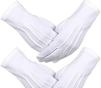 3 Paia Guanti di Cotone Nylon Bianco Parata Costume per la Polizia Formale Smoking Onore Guardia e Occasioni Speciali (3 cuciture design)