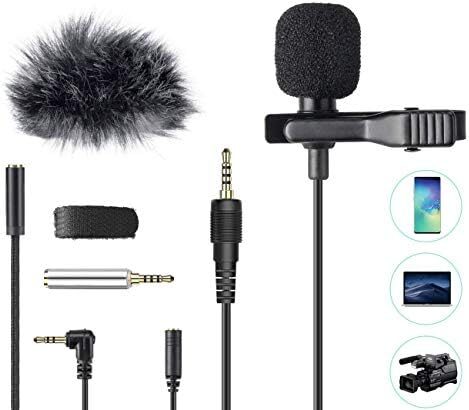 AGPTEK Lavalier Microfono per PC Smartphone con Clip e Un Parabrezza Incluso Adattatore Tipo-c Microfono Esterno Trust Ideale per Youtuber Intervista Conferenza Video Camera Podcast Cavo da 2M