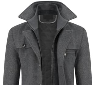 Allthemen Cappotto da Uomo in Lana Trench Slim Fit da Lavoro Corto Business Trench Coat Soft Touch Calda Invernale Coat