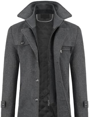 Allthemen Cappotto da Uomo in Lana Trench Slim Fit da Lavoro Corto Business Trench Coat Soft Touch Calda Invernale Coat