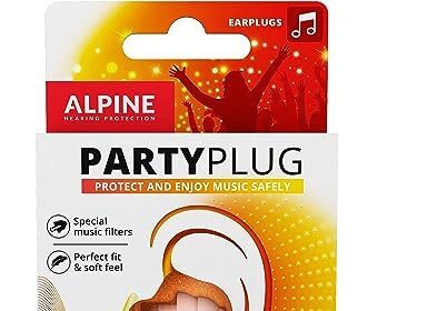 Alpine PartyPlug – Tappi per le orecchie per le feste, i festival e i concerti in sicurezza – Ottima qualità della musica – Materiale ipoallergenico confortevole – Tappi riutilizzabili – Trasparente