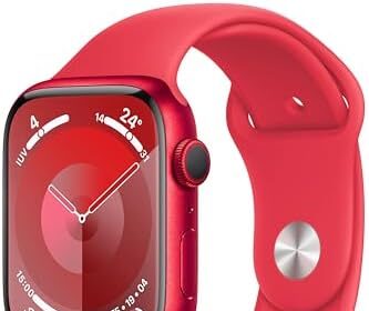 Apple Watch Series 9 GPS 45mm Smartwatch con cassa in alluminio (PRODUCT) RED e Cinturino Sport (PRODUCT) RED - S/M. Fitness tracker, app Livelli O₂, display Retina always-on, resistente all’acqua