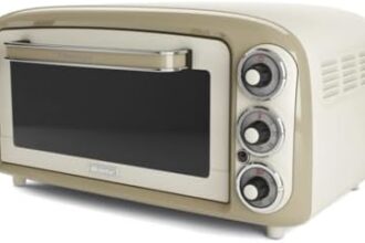 Ariete Forno Vintage 979, Forno Elettrico con 3 Posizioni di Cottura, Forno per Pizza da 30 cm, Temperatura Max 230°C, Timer, Griglia in Acciaio Inox, 1300W, Beige