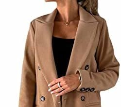CARGIS Cappotto in Lana a Maniche Lunghe con Bottoni Doppiopetto, Trench Lungo Doppio Petto da Donna Soprabito Slim con Risvolto Classico Antivento