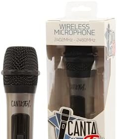 Canta Tu Karaoke Microfono Wireless Pro 2023, Microfono Senza Fili, Frequenza 2402MHz-2480MHz, 4 Colorazioni Disponibili, Compatibile con Canta Tu PRO 2023, Ideale per Duetti, Grigio Metallizzato